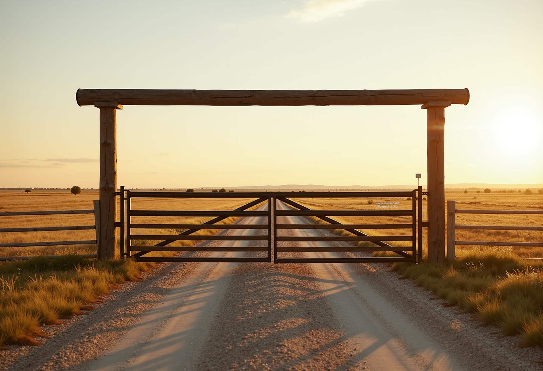 Pipe fence and a 16-foot drive gate on acreage near Piedmont